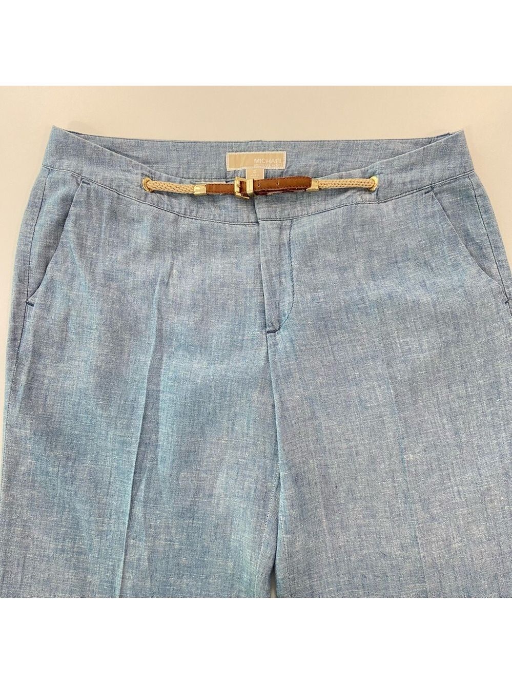 Michael Kors trousers pant wide leg light blue linen &cotton blend lightweight 8 - Picture 11 of 16